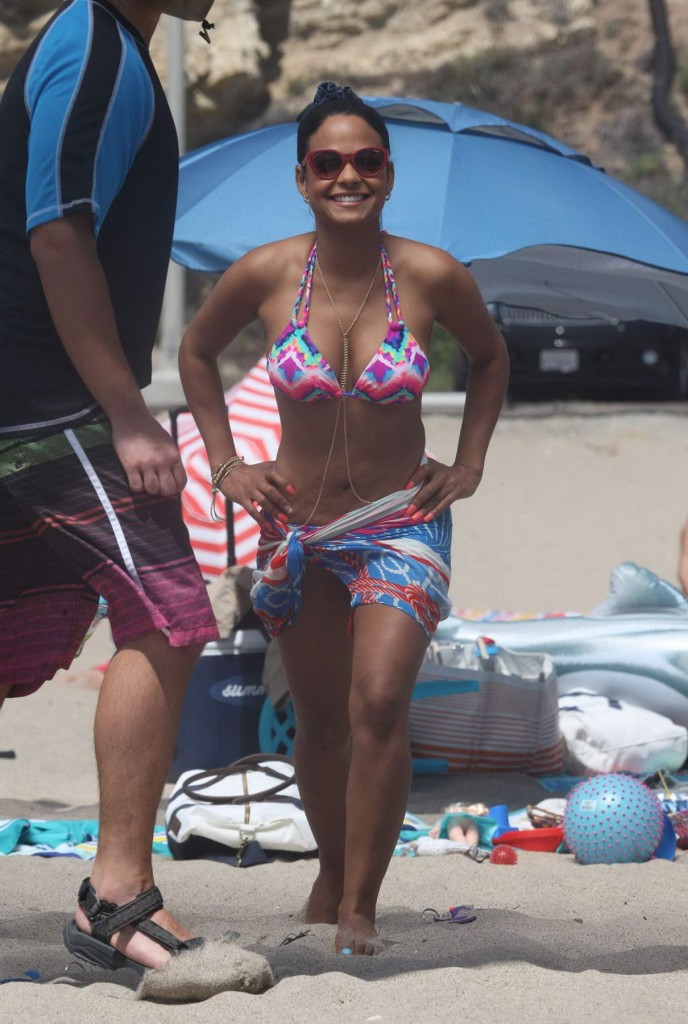 Christina Milian in Bikini on the Grandfathered Set 8/10/2015-1