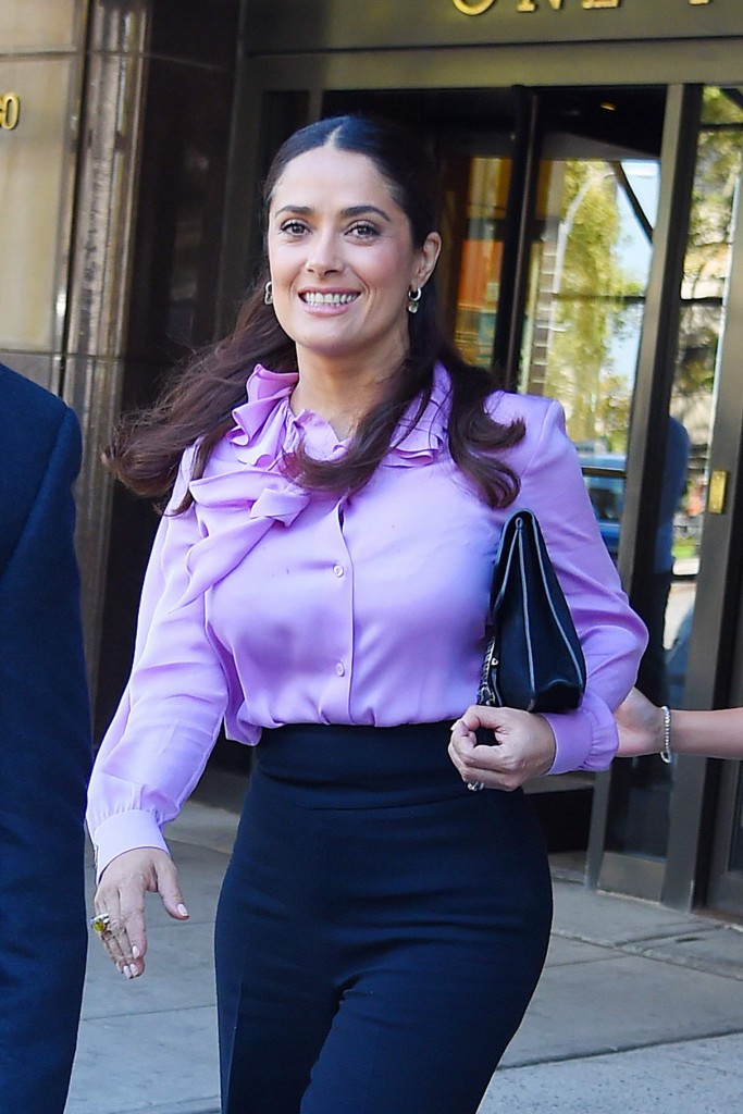 Salma Hayek Leaving Office in Brooklyn 8/04/15-1