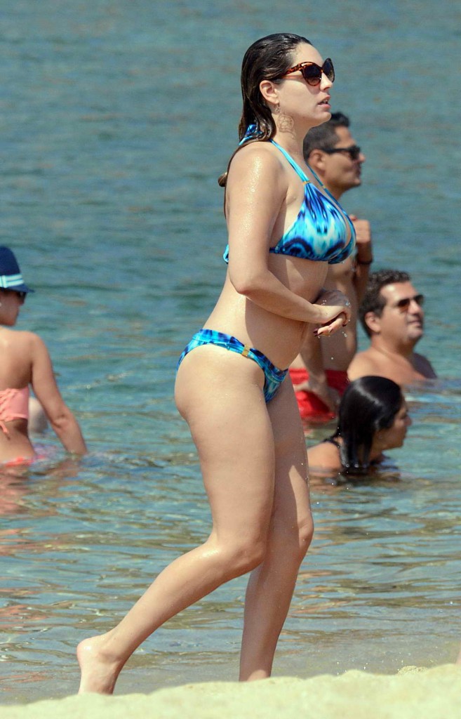 Kelly Brook in Blue Bikini in Greece-1