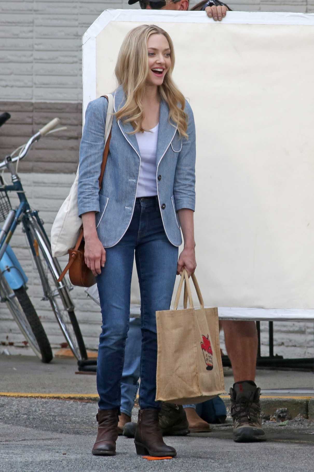 Amanda Seyfried on the Set of The Art of Racing in the Rain in Port