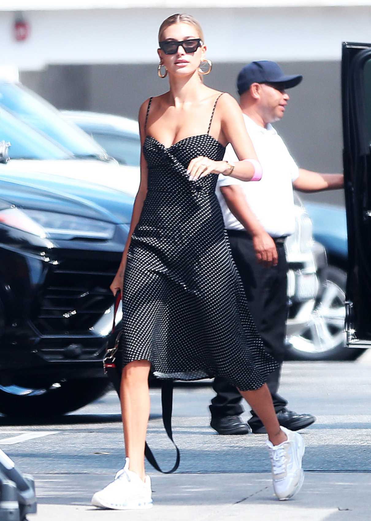 Hailey Baldwin In A Black Polka Dot Dress Was Seen Out In Los Angeles 09 25 2019 Lacelebs Co