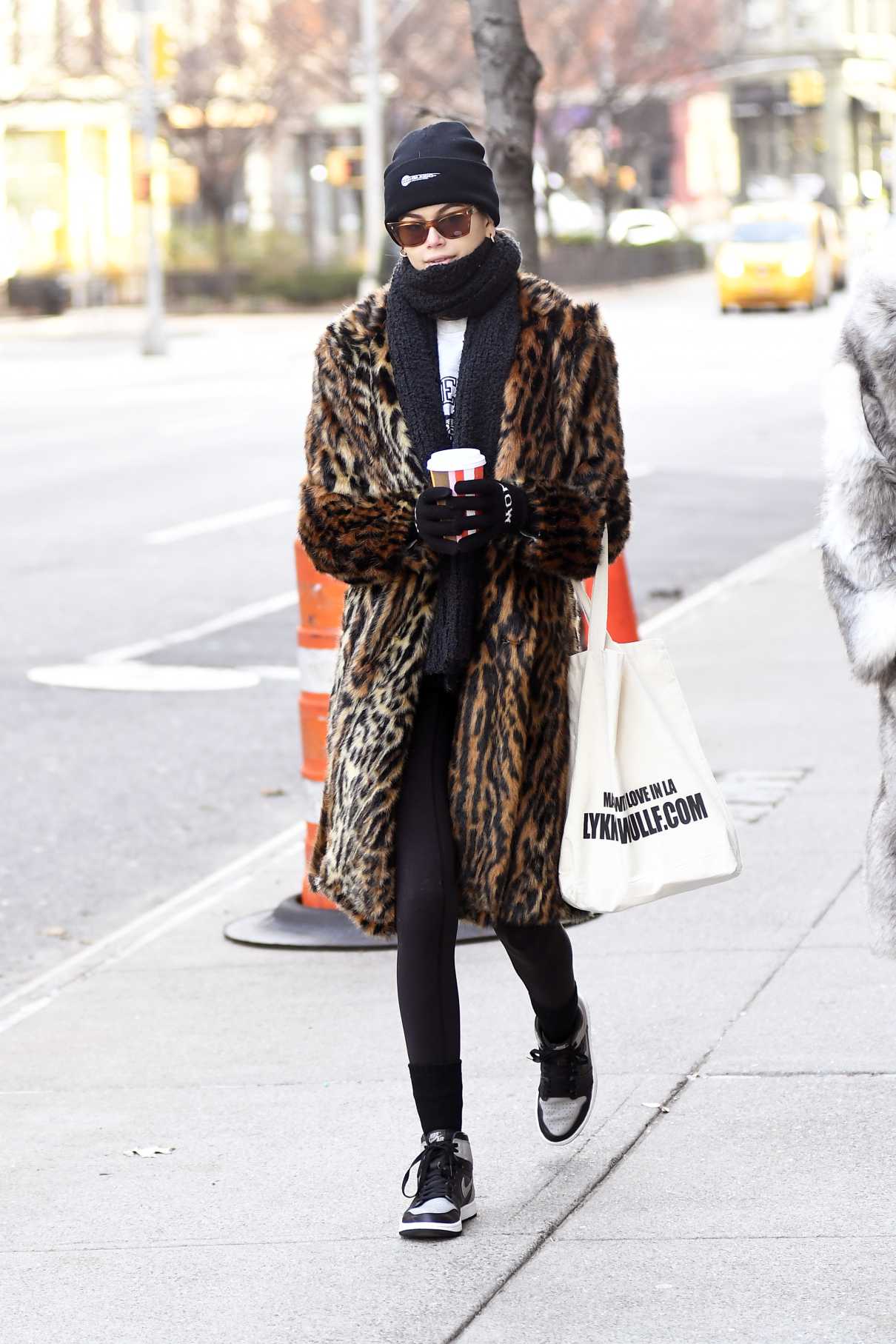 Kaia Gerber in a Leopard Print Fur Coat Was Seen Out in New York City