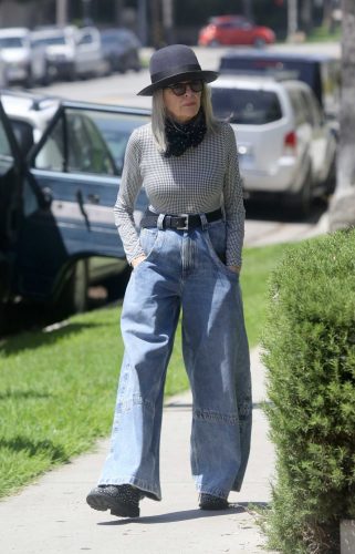 Diane Keaton in a Pair of Blue Bell Bottom Jeans Was Seen Out in