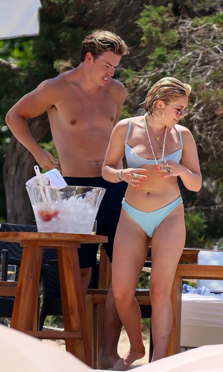 Florence Pugh In A Blue Bikini On The Beach In Ibiza