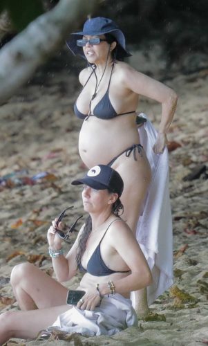 Kourtney Kardashian In A Black Bikini On The Beach In Kauai In Hawaii