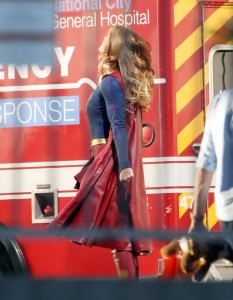 Melissa Benoist on the Set of Supergirl in Los Angeles 7/25/2015-4