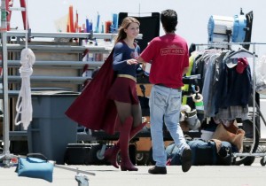 Melissa Benoist on the Set of Supergirl in Los Angeles 7/25/2015-5