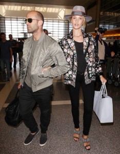 Rosie Huntington-Whiteley and Jason Statham at LAX Airport 7/24/2015-2