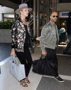 Rosie Huntington-Whiteley and Jason Statham at LAX Airport 7/24/2015-6