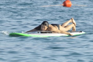 Michelle Rodriguez Bikini Paddle Boarding in Sardinia 8/04/2015-2