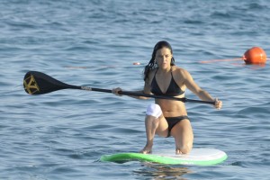 Michelle Rodriguez Bikini Paddle Boarding in Sardinia 8/04/2015-4