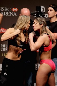 Ronda Rousey and Bethe Correia at UFC 190 Weigh in Rio De Janeiro-4