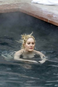 HEIDI MONTAG in Bikini on the Pool in Aspen-5