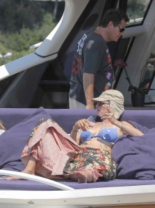 Uma Thurman in Bikini Top on a Boat in St Tropez-3