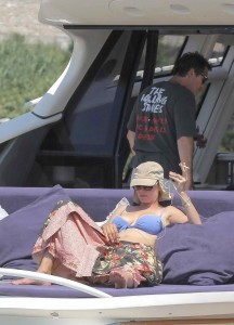 Uma Thurman in Bikini Top on a Boat in St Tropez-5