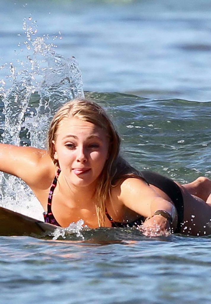 AnnaSophia Robb Paddleboarding in Bikini in Hawaii-1