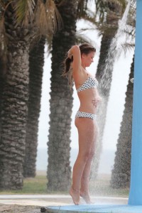 Brooke Vincent in a Polka Dot Bikini at the Beach in Spain-2