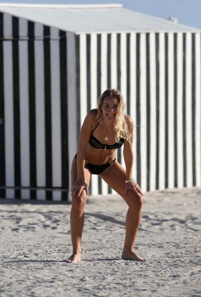 Petra Benova in Black Bikini at the Beach in Miami-1