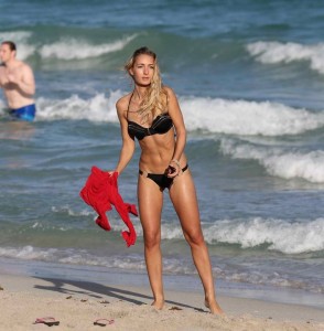 Petra Benova in Black Bikini at the Beach in Miami-7