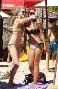 Ashley James in Gold Bikini at the Beach in Bali 01/08/2016-7