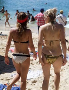 Ashley James in Gold Bikini at the Beach in Bali 01/08/2016-9