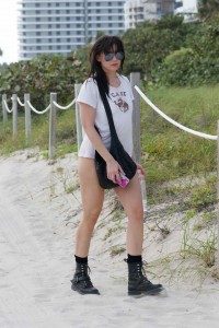 Daisy Lowe at the Beach in Miami 12/30/2015-3