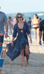 Emily Bett Rickards at the Beach in Miami 12/31/2015