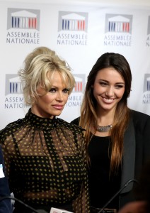 Pamela Anderson at a Press Conference With French Deputy Laurence Abeille in Paris 01/19/2016-2