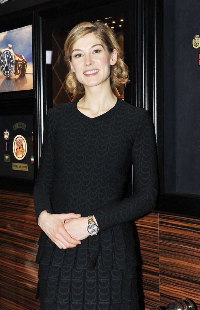 Rosamund Pike Visits the IWC Booth During the Launch of the Pilot's Watches Novelties 01/19/2016-1