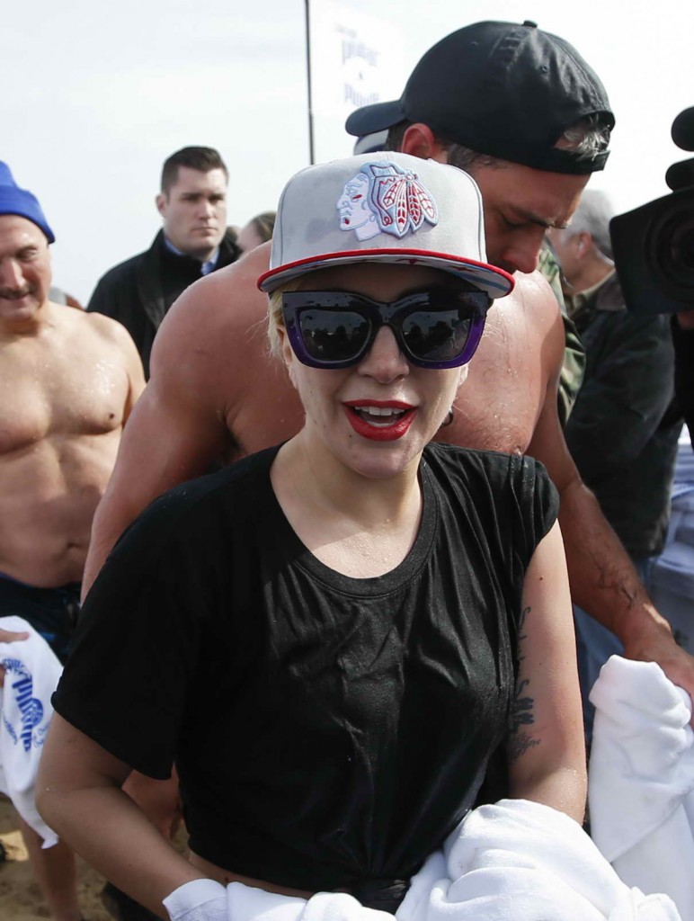 Lady Gaga Takes the Polar Plunge in the Lake Michigan in Chicago 03/06/2016-1