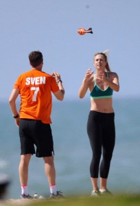 Maria Sharapova in Bikini Top Trains on the Beach in Los Angeles 03/09/2016-5