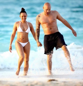 Melanie Brown Wearing a White Bikini in a Turks and Caicos Islands 03/15/2016-6