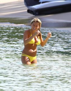 Zara Holland in Yellow Bikini at the Beach in Barbados 07/29/2016-3