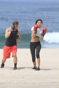 Kara Royster Boxing With Her Trainer at the Venice Beach in Los Angeles 08/22/2016-5