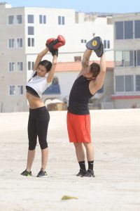 Kara Royster Boxing With Her Trainer at the Venice Beach in Los Angeles 08/22/2016-6