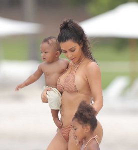 Kim Kardashian in Bikini at the Beach in Mexico 08/18/2016-3