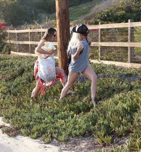 Lady Gaga Walks Barefoot on Spiky Shrubs in Malibu 08/26/2016-4