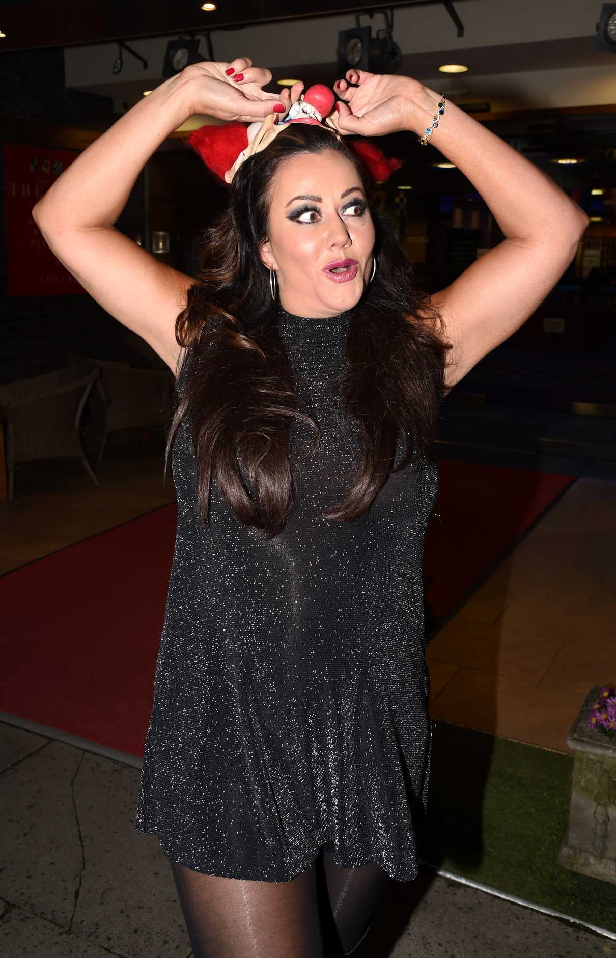 Lisa Appleton Wearing a Crazy Clown Mask at the Linner Hotel In Liverpool 10/13/2016-2