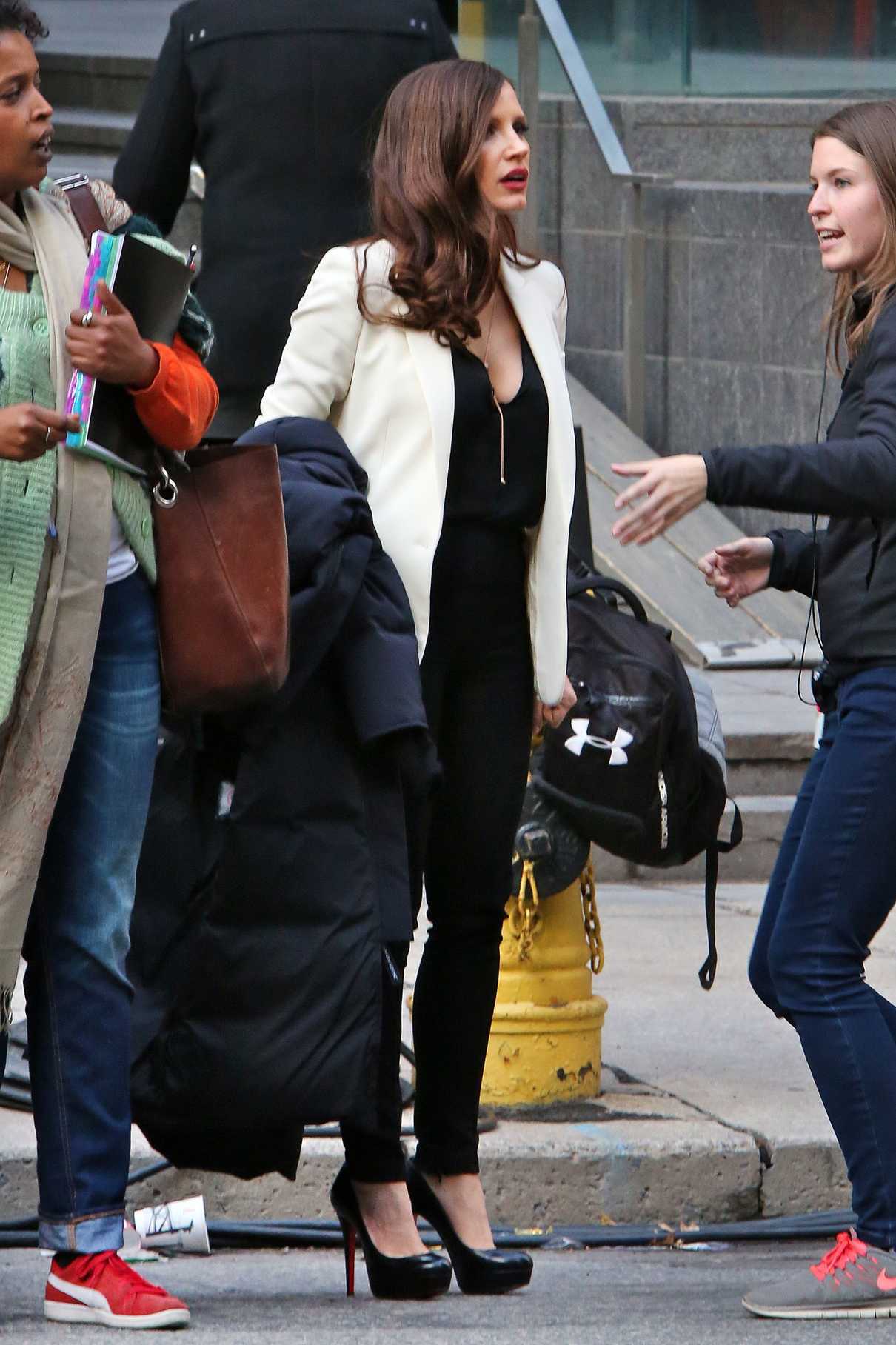 Jessica Chastain on Set of Molly's Game in Toronto 11/28/2016-2