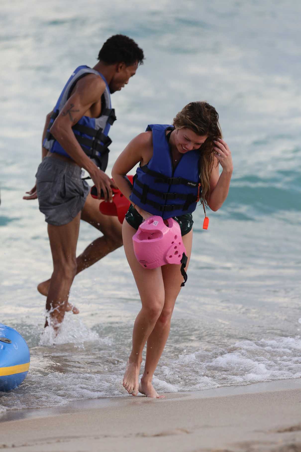 Chanel West Coast Wearing a One Piece Bathing Suit at the Beach in Miami 12/22/2016-5