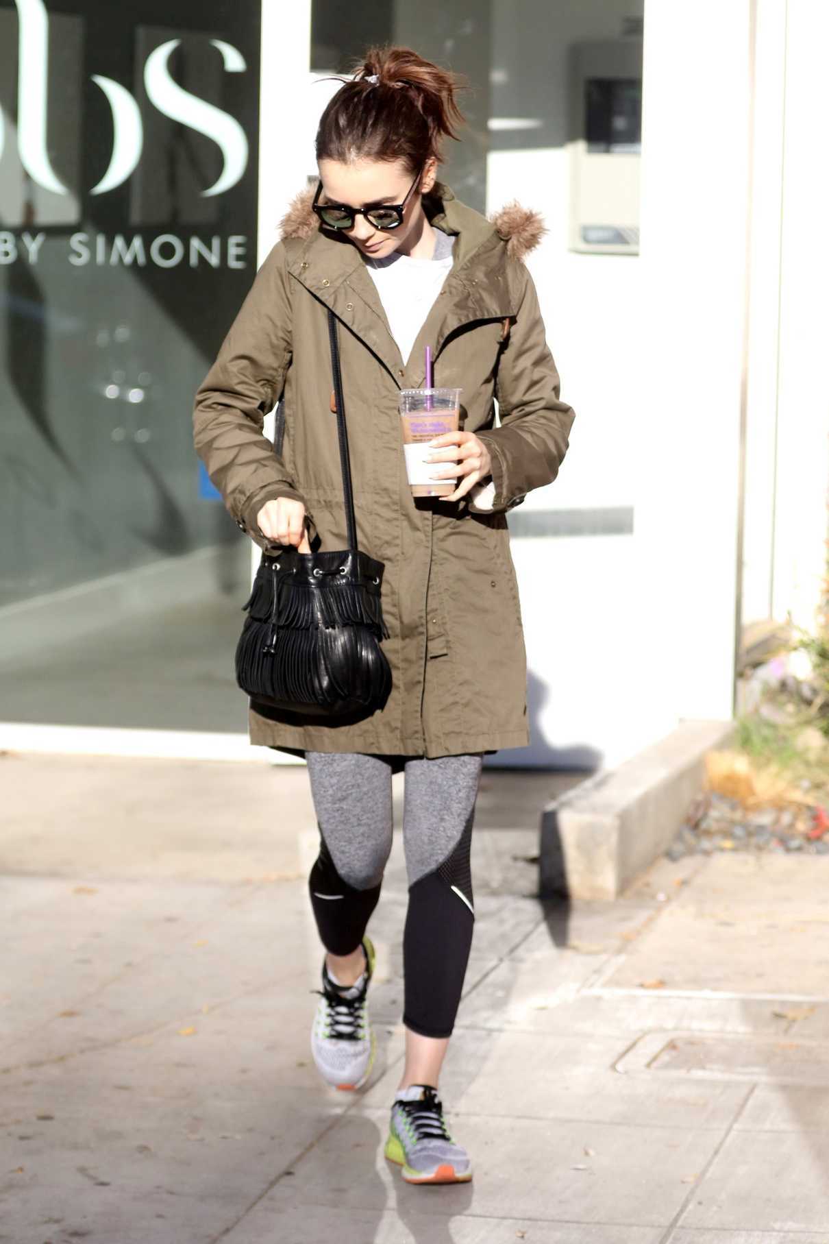 Lily Collins Wearing a Thick Coat Out in Los Angeles 12/18/2016-3