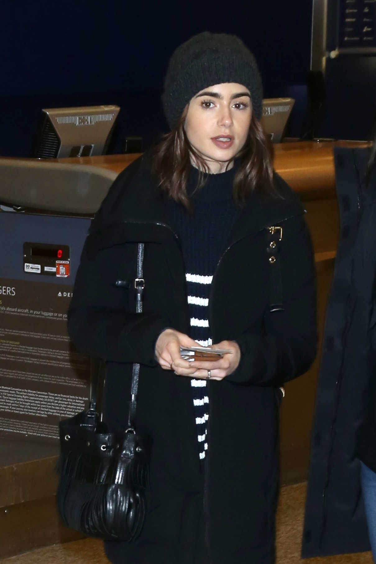 Lily Collins Arrives at Salt Lake City Airport 01/22/2017-2