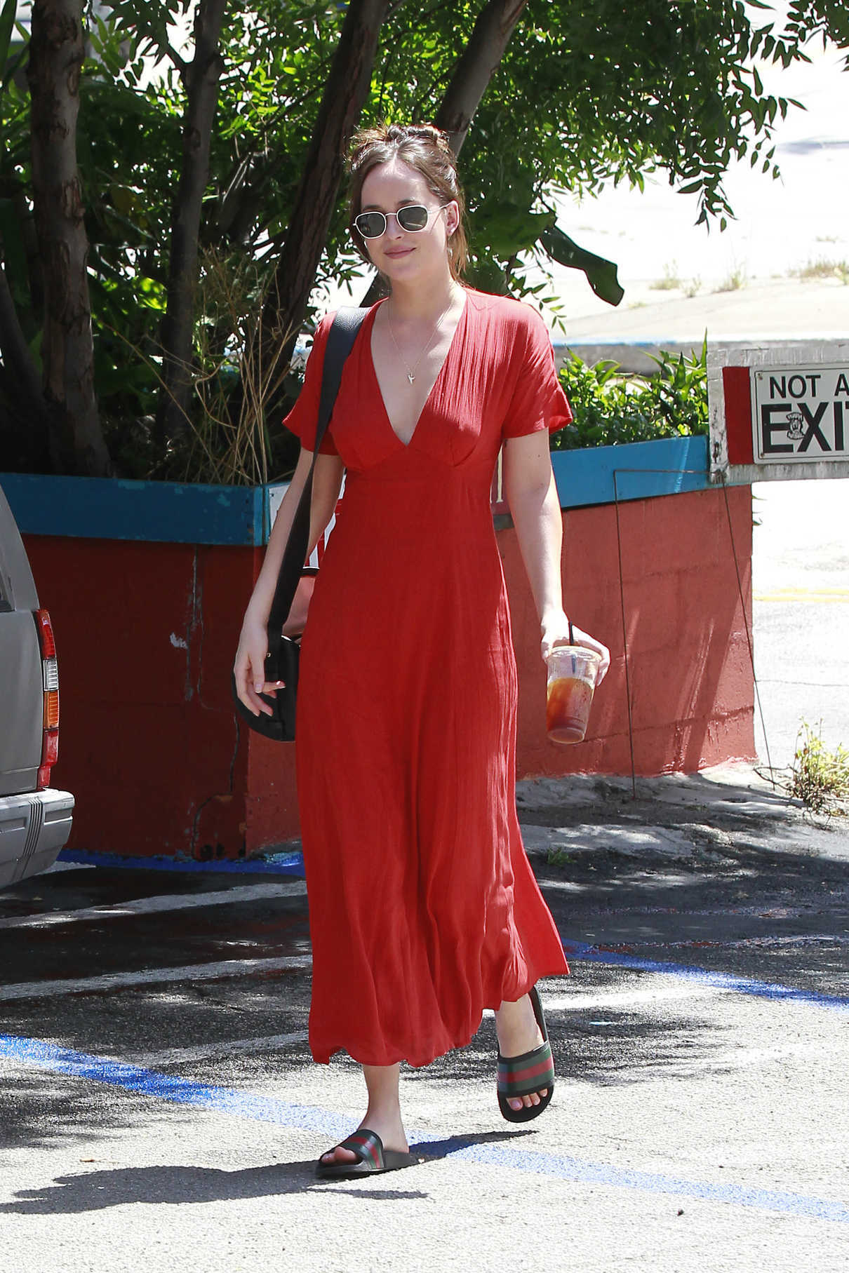 Dakota Johnson Wears a Red Dress Out in Los Angeles 04/22/2017-2