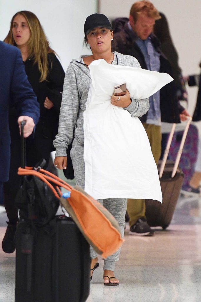 Demi Lovato Carries Her Pillow at JFK Airport in New York 04/25/2017-1