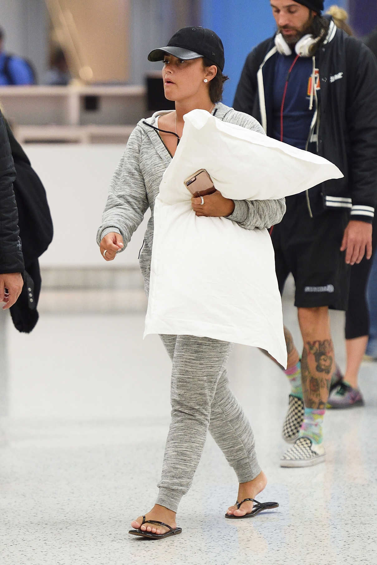 Demi Lovato Carries Her Pillow at JFK Airport in New York 04/25/2017-3