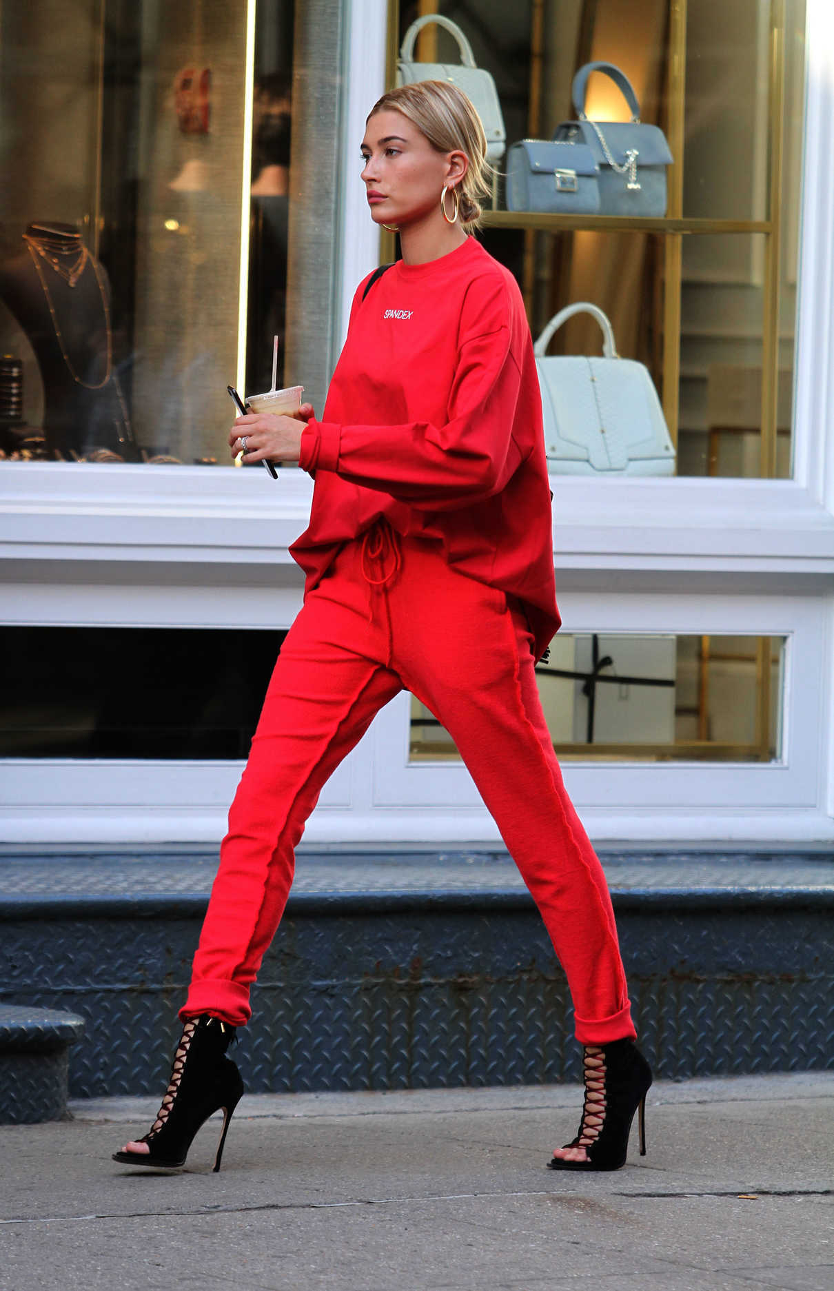 Hailey Baldwin Was Seen All in Red Out in Soho, New York 04/28/2017-3