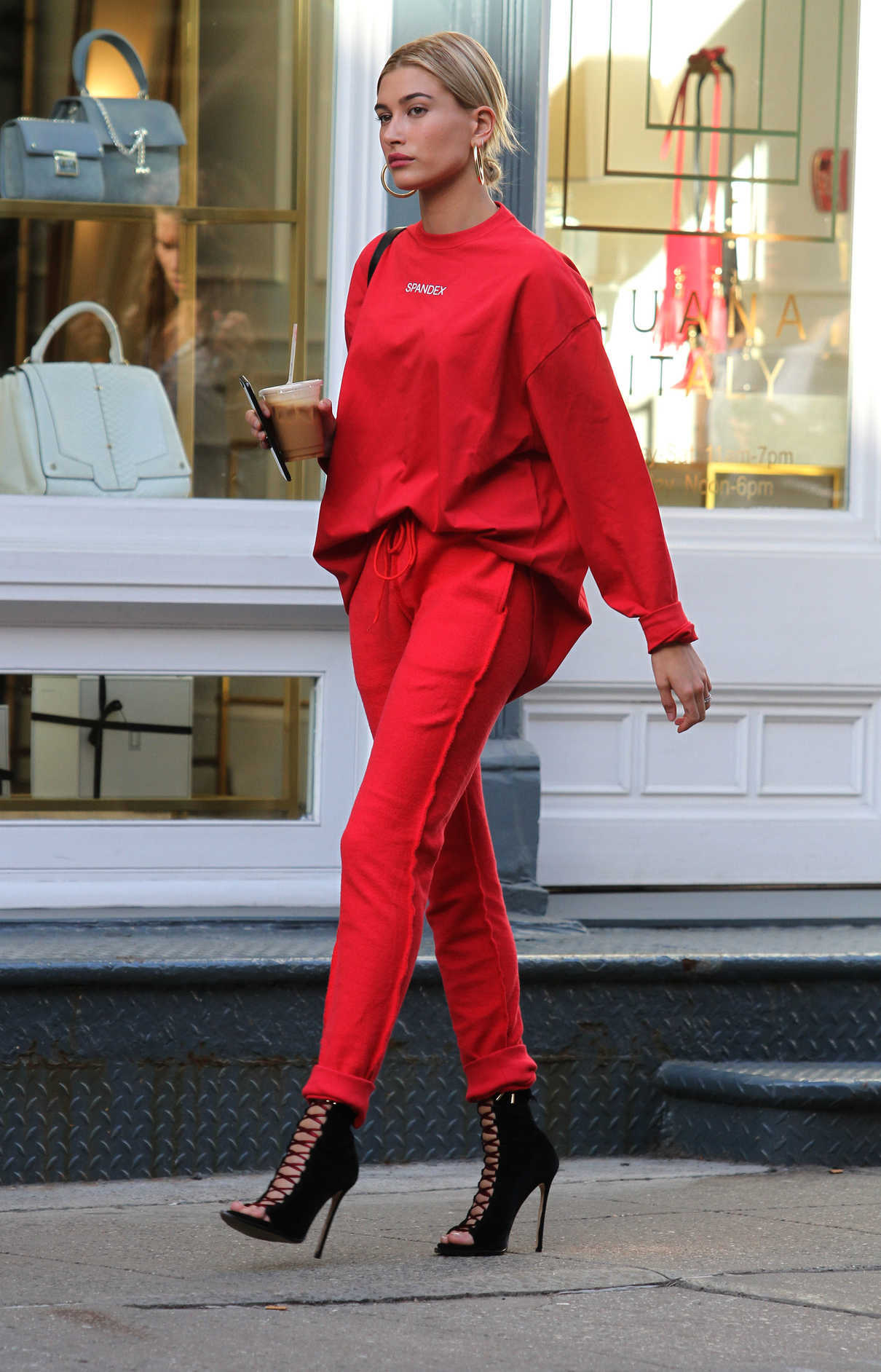 Hailey Baldwin Was Seen All in Red Out in Soho, New York 04/28/2017-4