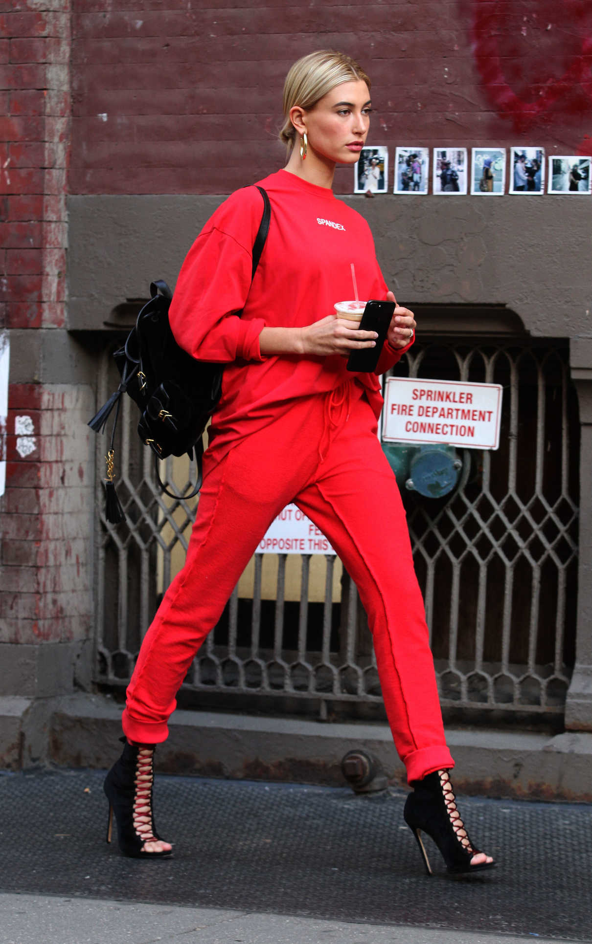 Hailey Baldwin Was Seen All in Red Out in Soho, New York 04/28/2017-5
