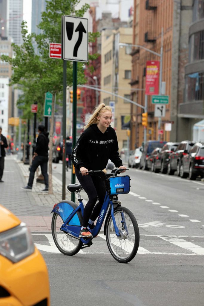 Sophie Turner Rides a Bicycle in Soho 05/07/2017-1