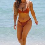 Daphne Joy Wears an Orange Bikini at the Beach in Florida 07/24/2017